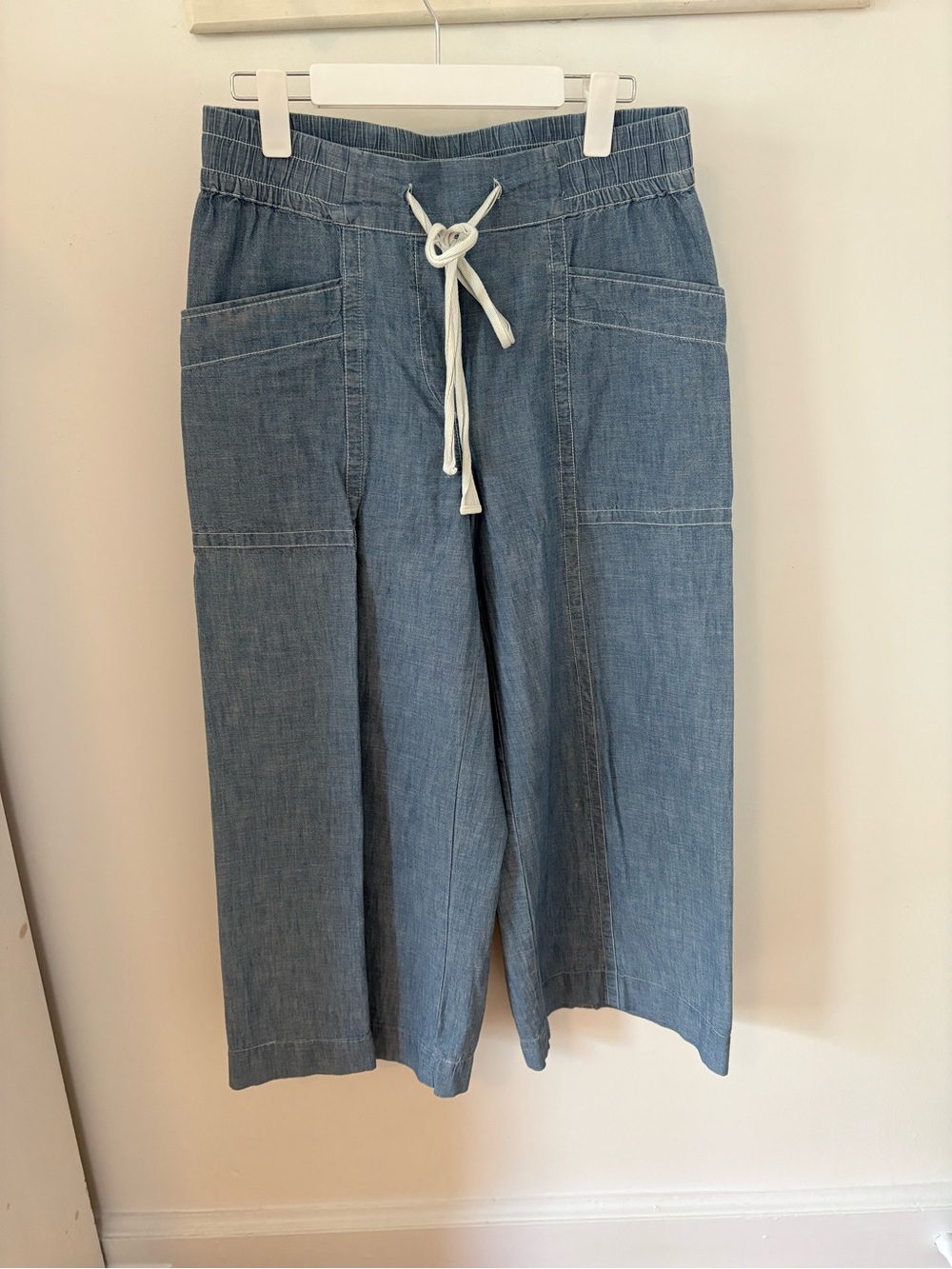 Anthropologie Maeve Chambray Blue Elastic Waist Pants